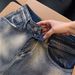 Unisex American Style Hip Hop Lightning Bolt Pattern Denim Capri Shorts Retro Washed Loose Wide Leg Cross Border Men's Clothing_viptrois.com