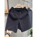 Men's Wheat Patterned Knit Shorts Solid Color Jacquard Design Retro Casual Mid-Length Five Quarter Pants For Students And Young Adults_viptrois.com