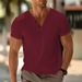 2025 Cross-Border Men's European And American Style Solid Color V-Neck Breathable Sweat-Wicking Casual Sports_viptrois.com
