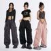 Men's Clothing Drawstring Cargo Casual Pants For Women, New Summer Style, Trendy High Waisted, Loose Straight Leg, Versatile Wide Leg Trousers._viptrois.com