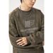 Suede-Fleece Crewneck Sweatshirt – Split-Panel Streetwear Pullover With Embroidered Typography (Unisex, S-XXXL, Black/Olive/Stone, 96% Polyester)_viptrois.com