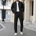 Men's Zip-Up Jacket & Pants Set – Polyester Blend Slim-Fit Outerwear For Casual & Street Style (Black/Wine/Beige/Navy/Olive, S-XXXL)_viptrois.com