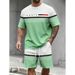 Men's Summer Letter Print Sportswear Set Casual Short Sleeve T-Shirt And Shorts Two-Piece Outfit Breathable Polyester Fabric_viptrois.com