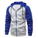 Autumn Winter New Color-Block Zipper Cardigan Fleece Sweatshirt Plus Size Casual Hooded Jacket Men's Clothing_viptrois.com