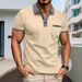 Men's Short-Sleeve Shirt – Classic Button-Up Design, Color-Blocked Style For Casual & Sporty Wear_viptrois.com
