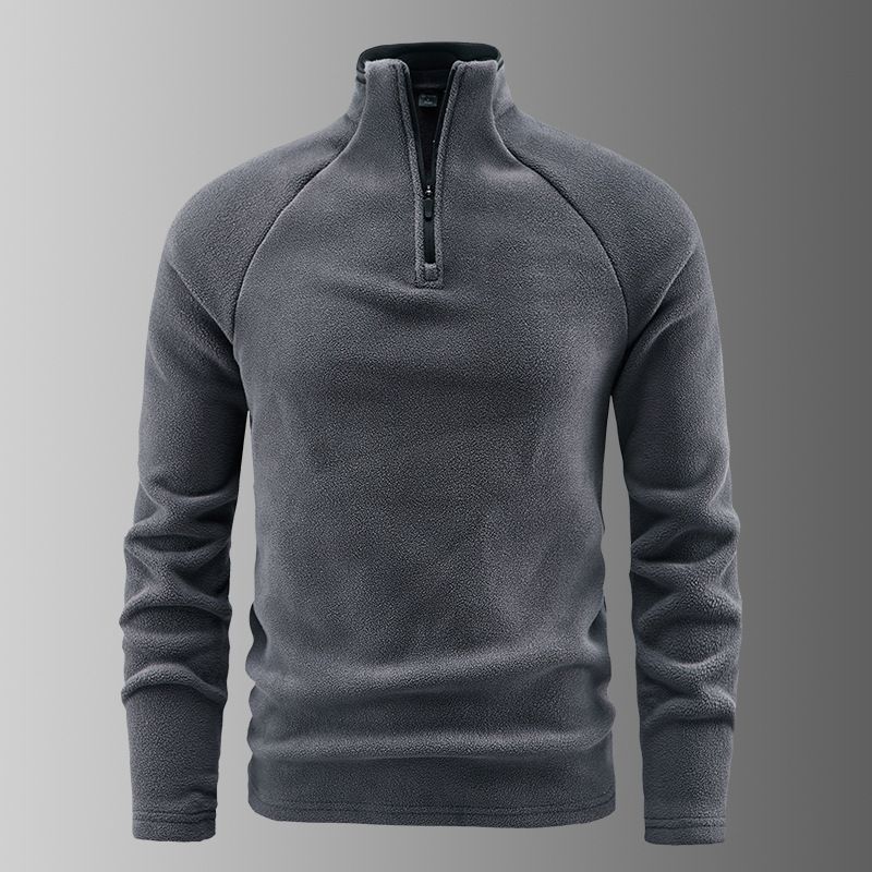 Men's Military Style Fleece Pullover Hoodie - Slim Fit Stand Collar Long Sleeve Casual Sweatshirt For Urban Streetwear_viptrois.com