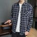 Trendy Plaid Shirt Men's Long Sleeved Loose Casual Jacket Teenagers Men's Top Trendy_viptrois.com