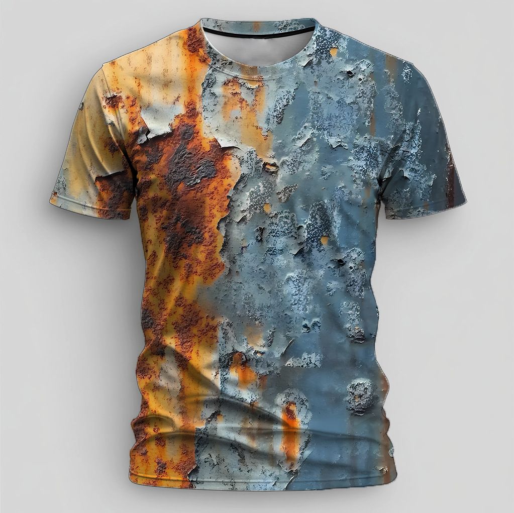 Men's Clothing T Shirt With Rust Pattern Full Print Short Sleeved T Shirt Casual And Comfortable Round Neck Top Personality And Cool_viptrois.com