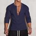 Men's Athletic Polo Shirt – Vertical Stripe Design, Breathable Cotton Blend, Stand Collar & Long Sleeves For Sports & Casual Wear_viptrois.com