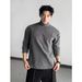 Long Sleeve T-Shirt For Men, Autumn And Winter Warm Inner Layer, Solid Color Half High Collar, Derong 2025 New Style_viptrois.com