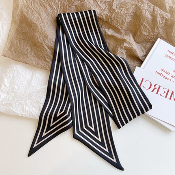 Spring Summer Autumn Nordic Striped Minimalist Style For Women Strip Ribbon Stylish Decorative Neck Thin Long Scarf_viptrois.com
