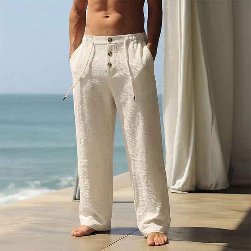 Men's 3D Textured Solid Color Casual Pants Spring Fashionable Button Down Loose Fit Trendy New Arrival_viptrois.com