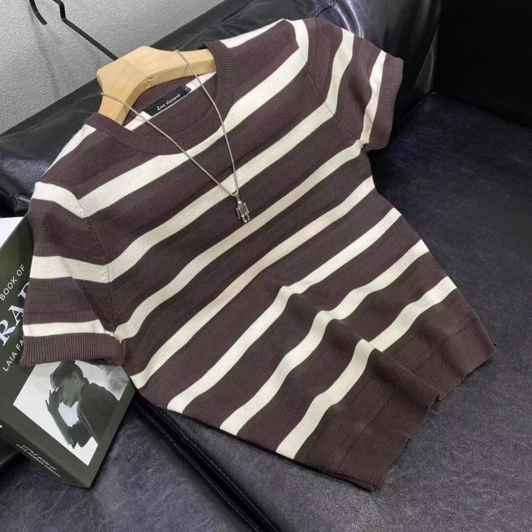 Men's Casual Knitted Polo Shirt Contrast Color Lapel Slim Fit Short Sleeve T-Shirt Fashion Personalized Summer Top_viptrois.com