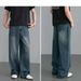 Men’s Washed Wide-Leg Jeans – Retro Distressed Loose Straight Pants (Black Gray/Light Blue/Retro Blue/Nostalgic Blue, S-3XL)_viptrois.com