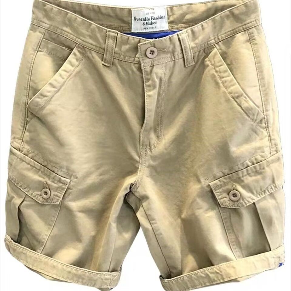 Men's Clothing Summer New Style Main Push Workwear Shorts Men's Solid Color Outdoor Versatile Shorts Casual Straight Pants_viptrois.com