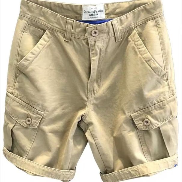 Men's Clothing Summer New Style Main Push Workwear Shorts Men's Solid Color Outdoor Versatile Shorts Casual Straight Pants_viptrois.com