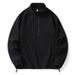 Men's Fleece Stand Collar Pullover – Anti-Pill Brushed Polyester Jacket (M-5XL, Minimalist Japanese Streetwear)_viptrois.com