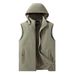 Men’s Lightweight Hooded Vest – Breathable Polyester Corduroy Sleeveless Jacket For Outdoor & Casual Wear (Double-Breasted, Zip Pockets, Striped)_viptrois.com