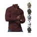 Cross-Border Spring And Autumn Small Checkered Sweatshirt Stand Collar Half Zipper Long Sleeve Jacquard Men's Top Trendy_viptrois.com