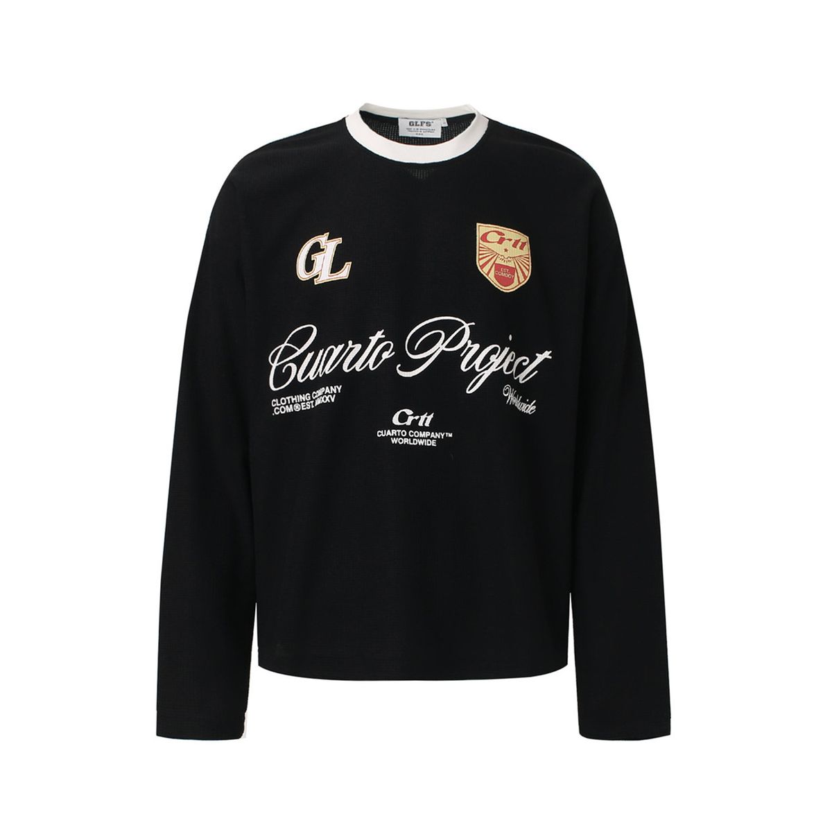 2026 New Waffle Long-sleeved T-shirt Men's Autumn Letter Print Loose Casual Contrast Design Top_viptrois.com