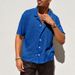 Men's Clothing Casual Knitted Shirt Summer New Style Solid Color Lapel Hollow Breathable Short Sleeved Top_viptrois.com