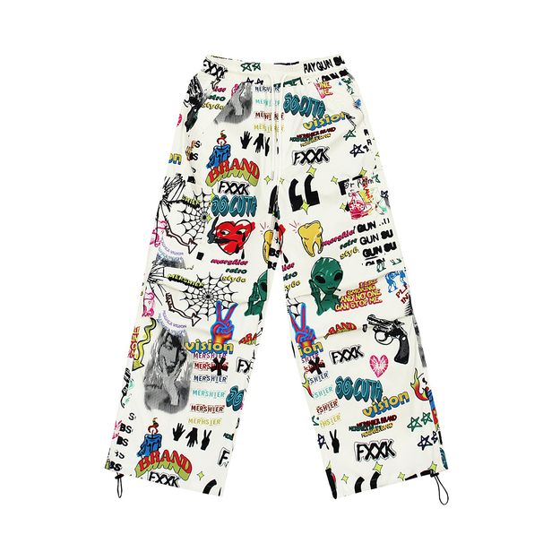 Men's Clothing Fashion Brand∣Retro Camouflage Graffiti Casual Pants Unisex New Straight Wide Leg Pants_viptrois.com
