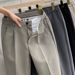 Men's Slim Fit Woolen Trousers High End Business Casual Style Straight Leg Cropped Dress Trousers for Spring Autumn And Winter_viptrois.com