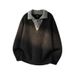 Splicing Long Sleeved Sweater, Loose Fitting Shirt Collar, Knitted Sweater, Simple To Wear_viptrois.com