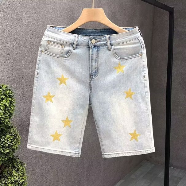 Summer Shorts Trend With Ripped Holes, Slim Fit, Straight Tube, Cool And Light Colored Beggar Pants, Men's Casual Jeans_viptrois.com