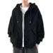 Pure Cardigan Hoodie Solid Color Clothing Fleece Lined Zipper Loose Jacket Men's Autumn Winter Sweatshirt_viptrois.com