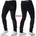 Men's Clothing New Denim Men's Pants Hole Trend Black Slim High Waist Jeans For Men_viptrois.com