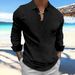 Men's Clothing Long Sleeve Cotton And Linen Lapel Button Casual Shirt_viptrois.com
