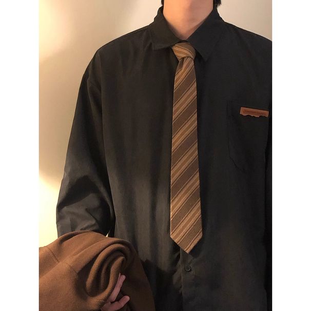Nordmann Japanese Retro College Style Solid Color Long Sleeve Shirt For Men 2025 Spring Autumn New Casual Versatile Layered Inner_viptrois.com