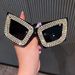 2024 Personality Large Frame Cat Eye Diamond Sunglasses European And American Cross Border Hip Hop Internet Celebrity Beach Party Sunglasses Dopamine_viptrois.com