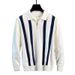 Monochrome Man- Cross-Border Hot-Selling Polo Shirt Turn-Down Collar Knitted Men's Half-Zip Striped Autumn Winter Sweater Export Factory_viptrois.com