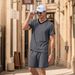 Summer Set Short Sleeve Shorts Two-Piece Color-Block Sports Casual Men's Wear_viptrois.com