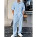 Men's Casual Vacation Shirt And Trousers Suit Single Breasted Lapel Long Sleeve Linen Spring New Arrival Straight Leg_viptrois.com
