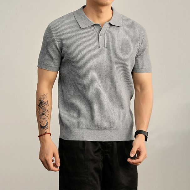 Men's Clothing Luxury Soft Ribbed Shirt Thin Wool Blend Summer Top Quality Fashion Clothing For Men_viptrois.com
