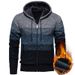 Pure 2025 Autumn Winter New Men's Casual Hooded Sweater Fashion Color Block Fleece Knitted Cardigan Jacket Coat_viptrois.com