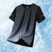 Men's Clothing Ice Silk Quick Drying Sports Round Neck Short Sleeved Large Size Gradient Camouflage Print Short Sleeved_viptrois.com