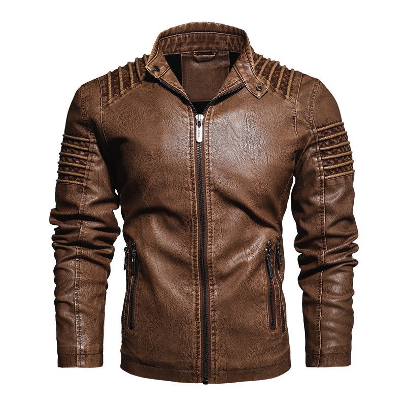 Men's Clothing Autumn And Winter Leather Jacket Jacket Men's Cross Border Retro Stand Collar Leather Jacket Motorcycle Old Hot Products_viptrois.com