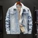 Fleece Thickened Denim Jacket Men's Autumn Lamb Wool Men's Casual Jacket Thermal Cotton-padded Jacket Plus Size_viptrois.com