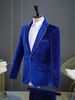 Men's Clothing Male Singer Performance Costume Blue Host Dress Velvet Hot Stamping Stage Performance High End Emcee Suit Jacket Winter_viptrois.com