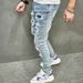 Men's Slim Fit Stretch Jeans Ripped Skin Jeans Trendy Brand High Street European American Cross Border Foreign Trade Denim_viptrois.com