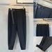 Men's Clothing Summer New Loose Belted Casual Drape Trousers Ice Silk Solid Color Trousers_viptrois.com