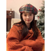 Small niche beret women's new color grid fresh bud woolen painter pumpkin hat_viptrois.com