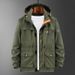 Men's All-Season Utility Jacket – Lightweight Nylon Shell With Fleece Lining, Multi-Pocket Tactical Design & Hooded Windbreaker (Khaki/Army Green)_viptrois.com