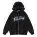 Horn Demon Hooded Jacket Men's Trendy High Street Loose Spring Autumn Patch Letter Embroidery Cardigan Sweatshirt Hoodie_viptrois.com