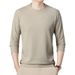 Spring Waffle Solid Color T-Shirt Round Neck Long Sleeved Shirt Casual 2025 New Base Hoodie Men's Running Size_viptrois.com