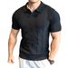 Men's Slim Fit Short Sleeve Polo Shirt – Classic V-Neck & Spread Collar Design (S-2XL, Black/Navy/Blue/White/Brown)_viptrois.com